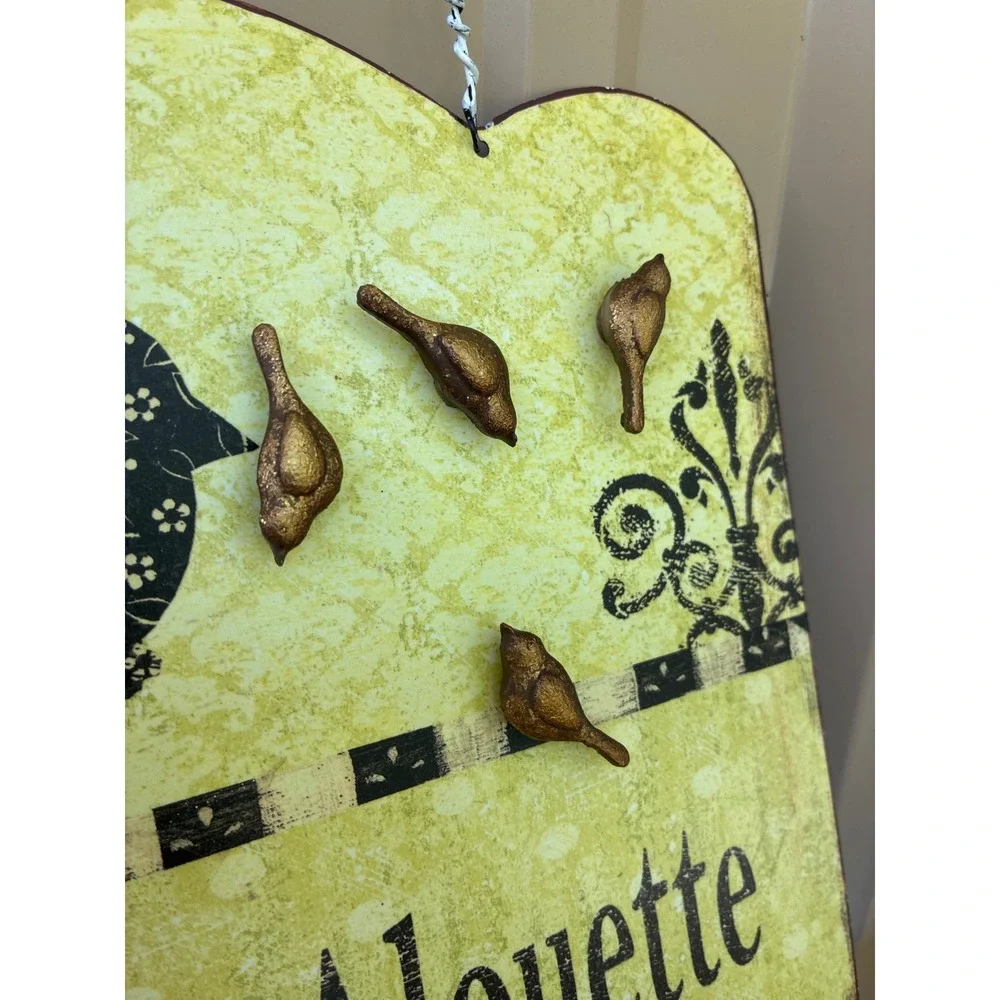 French Country Bird Decor Set Alouette Magnetic Wall Sign and Ornate Trinket Box